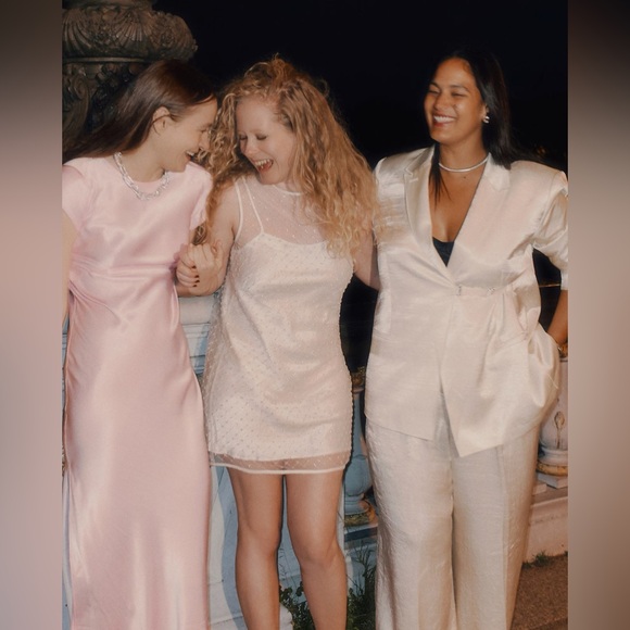 Anna October© X J.Crew Women’s layered mini dress in textured satin and tulle - Picture 3 of 11